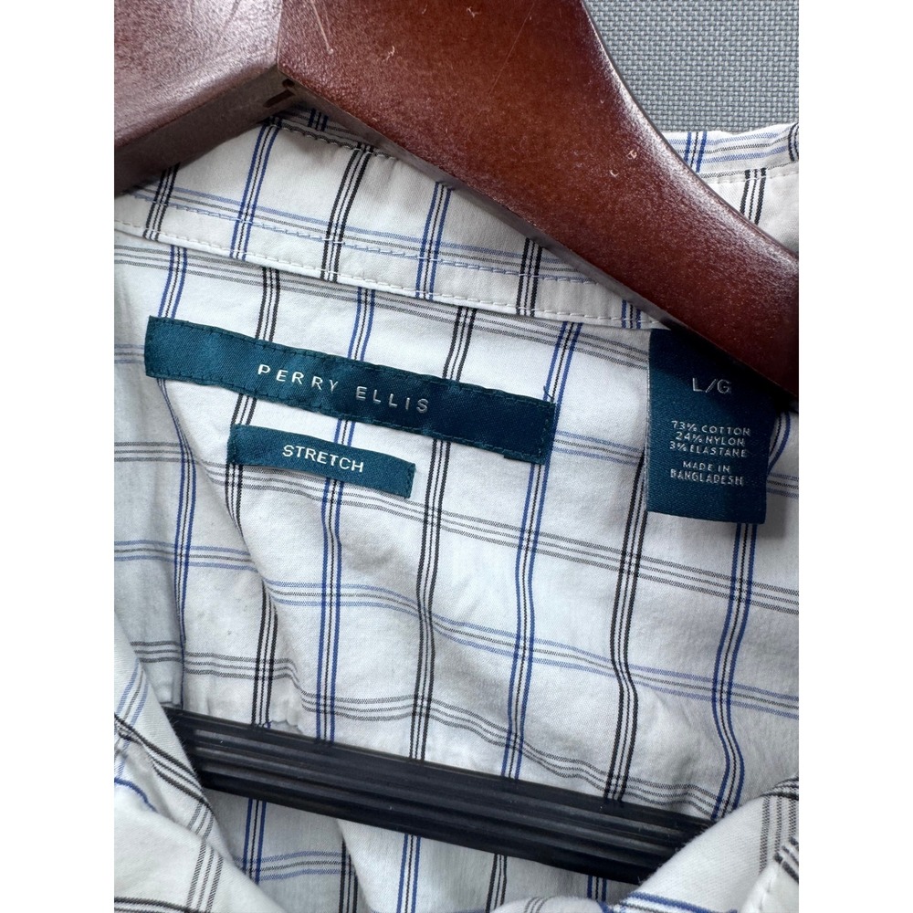 Perry Ellis Men's L G‎ Stretch Plaid Button Down Shirt - Picture 8 of 8